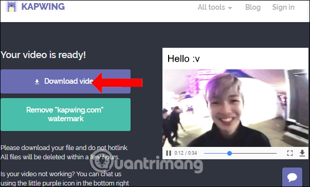 Tải video trên Kapwing