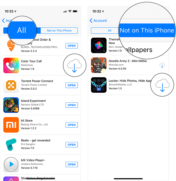 Tìm ứng dụng muốn tải lại