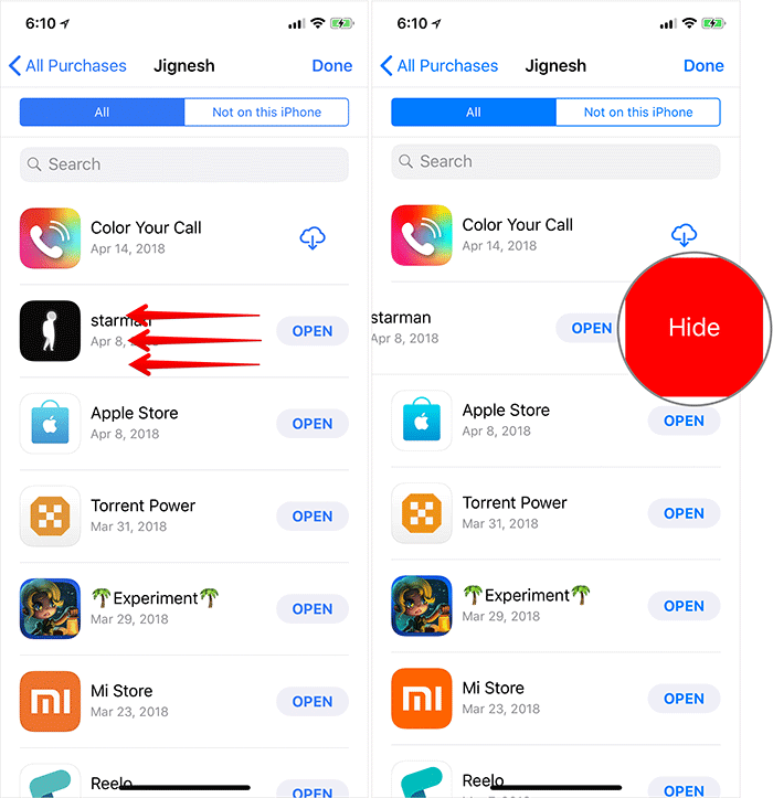 Tìm ứng dụng cần ẩn
