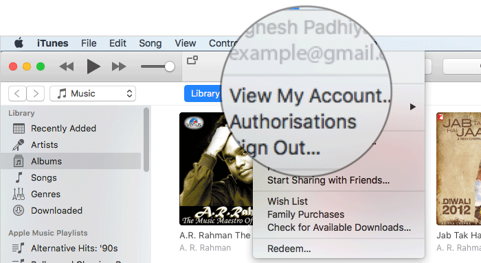 Chọn View My Account