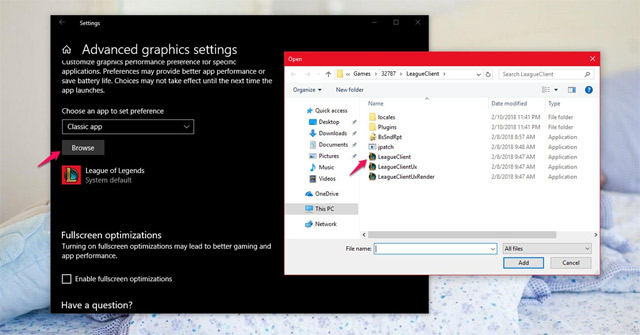 Bấm vào mục Browse