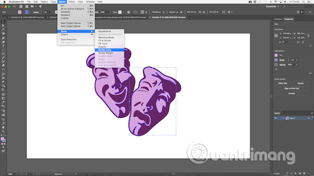 Chọn đối tượng có cùng thuộc tính