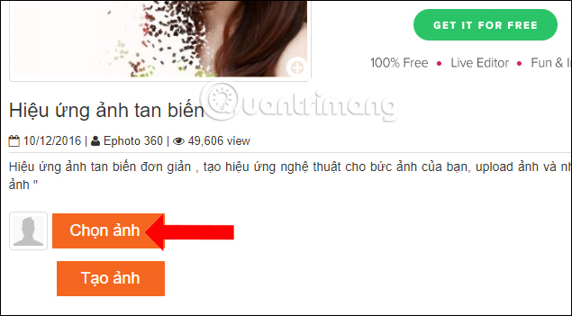 Chọn ảnh tải lên Ephoto 360