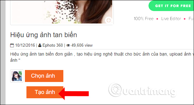 Nhấn nút Tạo ảnh