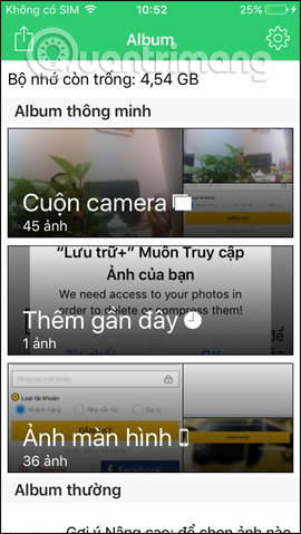 Hiển thị album trên thiết bị