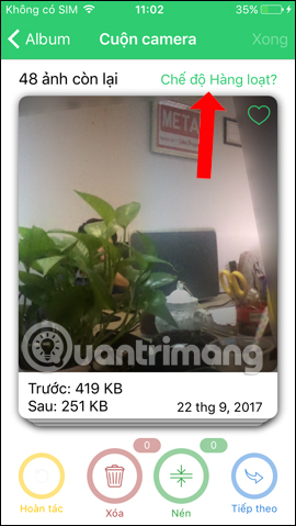 Các tùy chọn nén, xóa ảnh