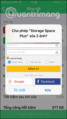 Tùy chọn xóa hay giữ ảnh gốc