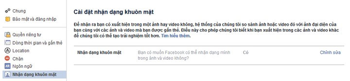 Trang thông tin về những lợi ích từ việc cho phép Facebook nhận diện hình ảnh khuôn mặt của bạn