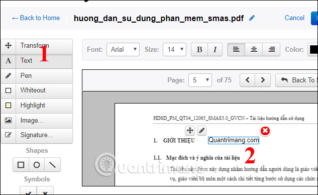 Chèn Text vào file PDF