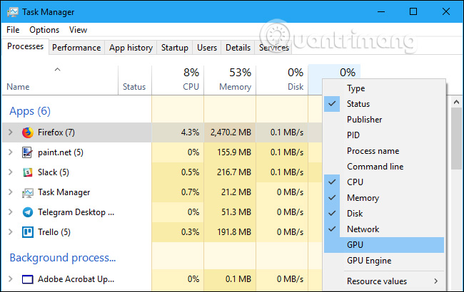 Cách Theo Dõi Hiệu Suất GPU Trong Task Manager Của Windows 10