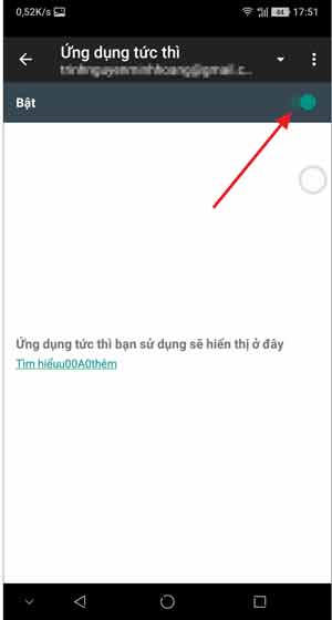 Bật tính năng ứng dụng tức thì
