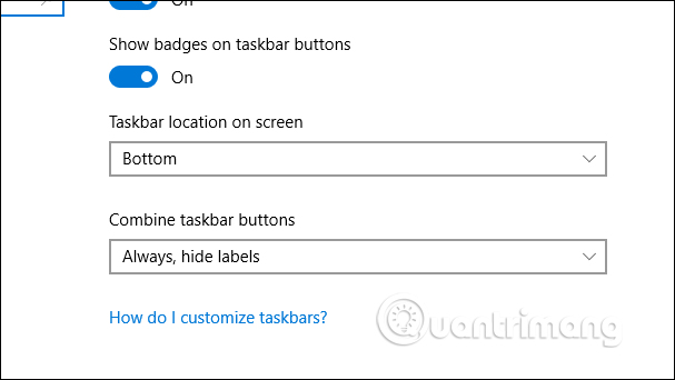 Tùy chọn cho Taskbar 