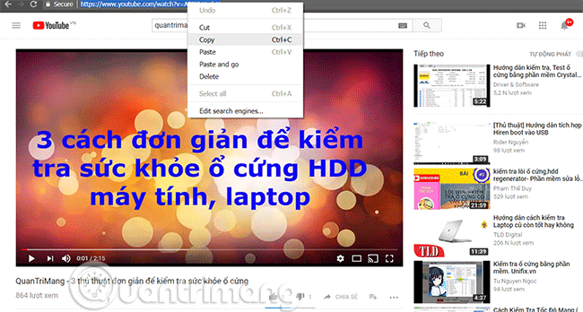 How to get Youtube video link on computer