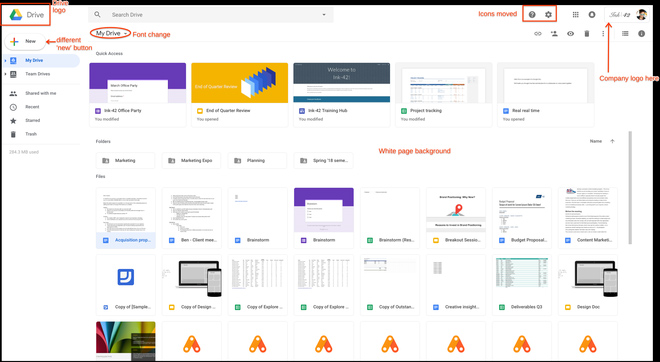 Giao diện mới của Drive