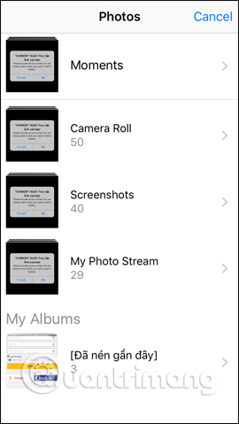 Chọn ảnh chỉnh sửa