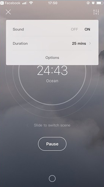 Bạn cũng có thể nhấn vào biểu tượng điều chỉnh ở trên bên phải giao diện để điều chỉnh thời gian ru ngủ và bật/tắt âm thanh