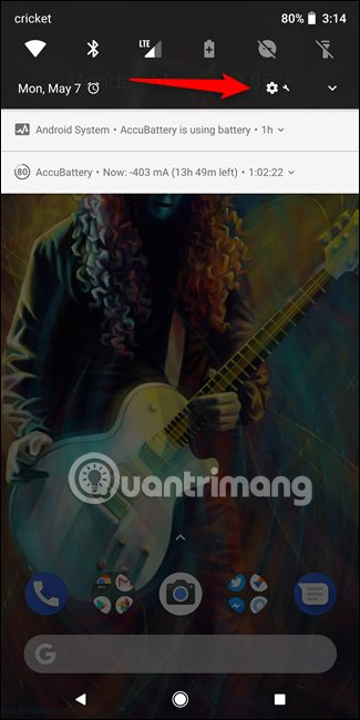 Click vào cài đặt trên Android Oreo