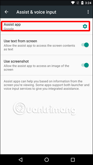 Click và Assist App trên Android 7.x 