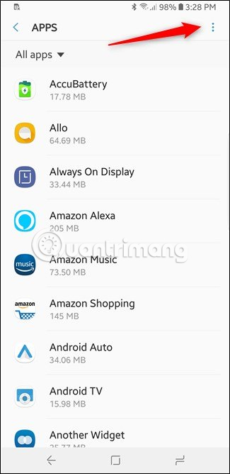 Nhấn vào ba dấu chấm