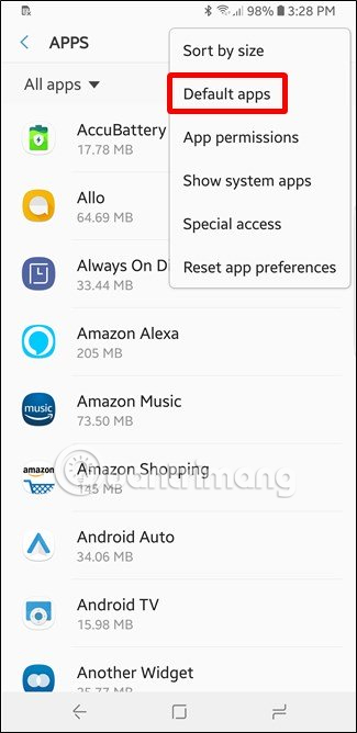 Chọn Default Apps