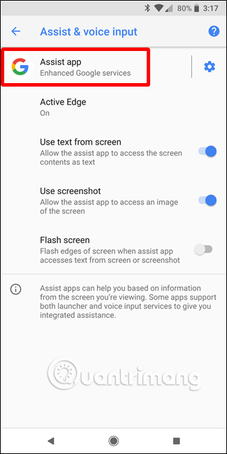 Chọn Assist app trên Android Oreo
