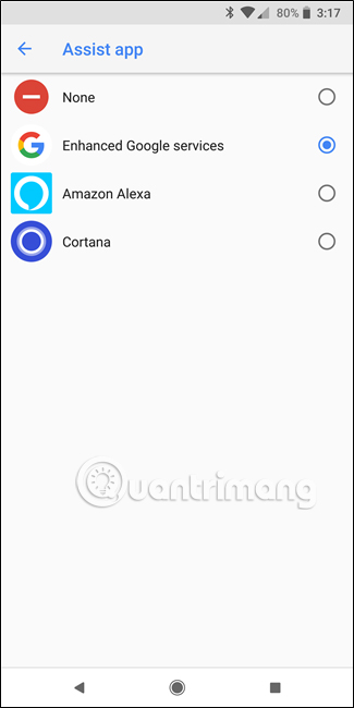 Chọn trợ lý yêu thích trên Androi Oreo