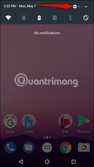 Click vào hình bánh răng cưa trên Android 7.x