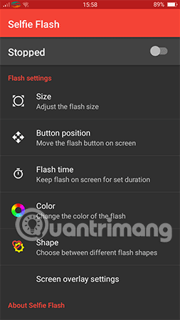 Cách sử dụng Selfie Flash khá đơn giản