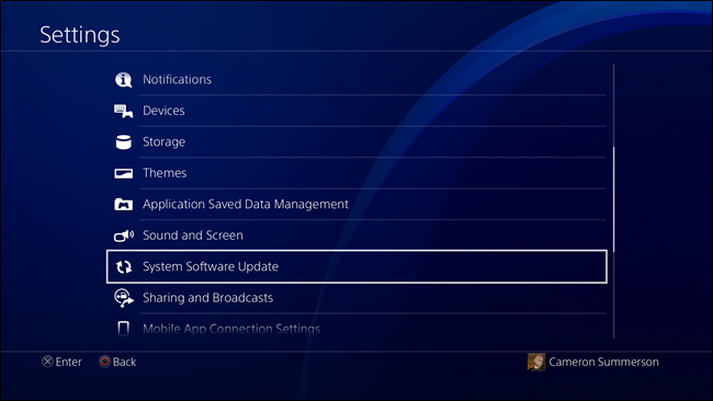 Giao diện Settings PS4