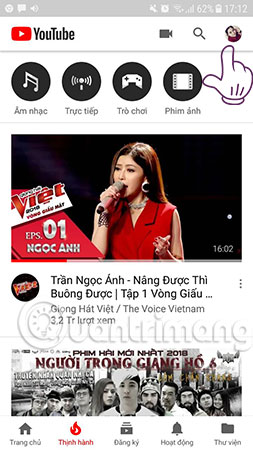 Chọn vào biểu tượng tài khoản