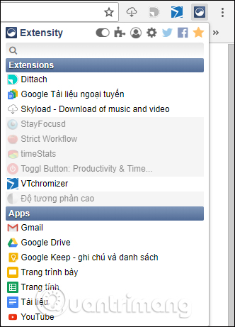 Extensity danh sách tiện ích