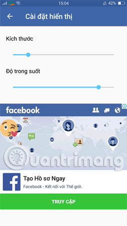 Điều chỉnh độ tốc độ chuyển trang cũng như kích thước của icon phím ảo