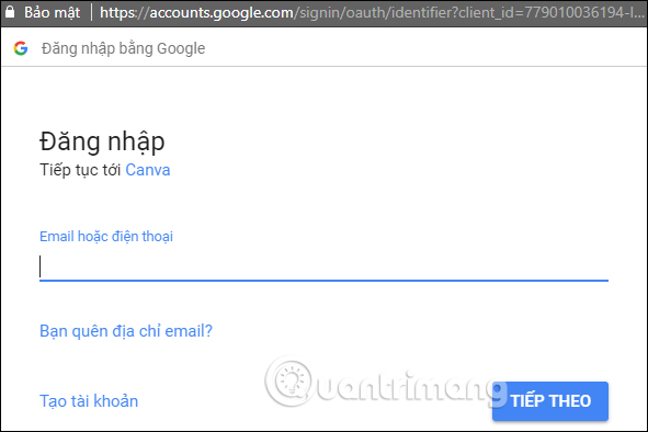 Thông tin tài khoản Canva