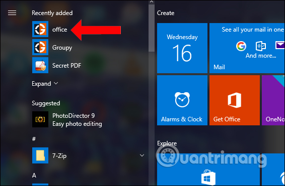 Mở nhóm Start menu