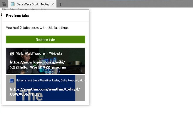 Mở lại tab trước đó 