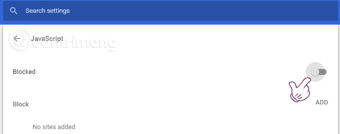Tắt JavaScript trên Chrome