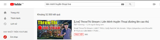 Tìm các video đang phát “trực tiếp”