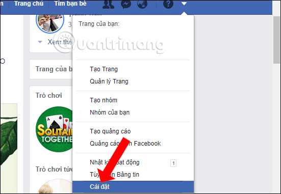 Nhấn chọn Cài đặt