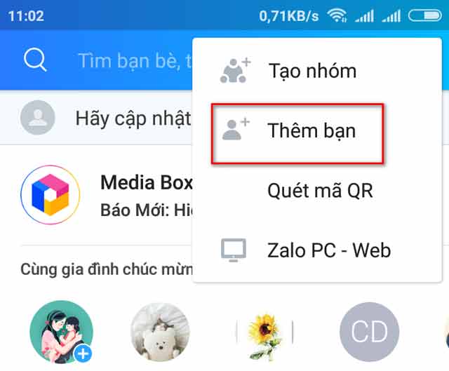 Tìm kiếm bạn bè qua Zalo 