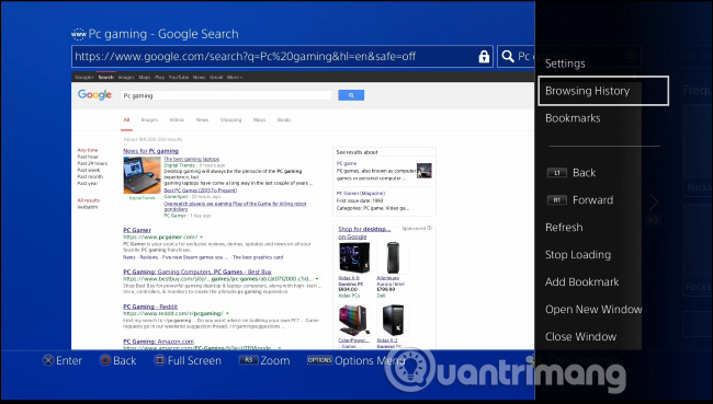 Chọn Browsing History
