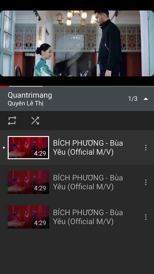 Bài hát sẽ tự động lặp lại 