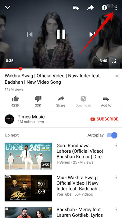 Mở menu YouTube trên điện thoại