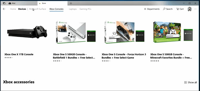Menu Department dưới dạng trình thả ở bên phải