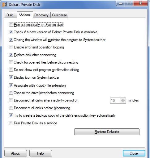 Phần mềm Dekart Private Disk