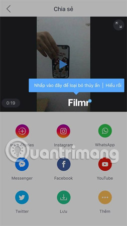 Loại bỏ biểu tượng dấu ứng dụng Filmr