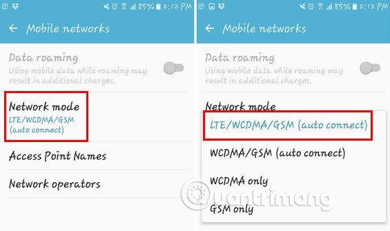 Thay đổi chế độ Network Mode thành tự động