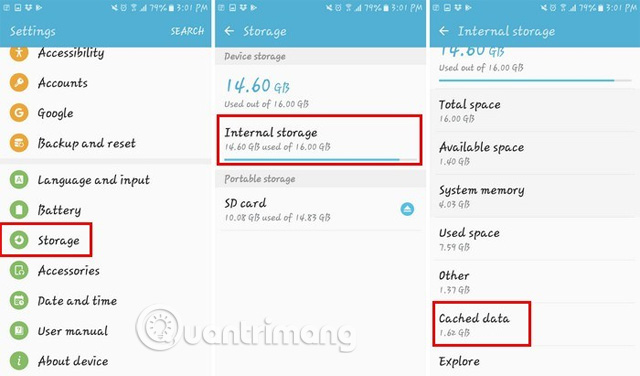 Xóa bộ nhớ cache