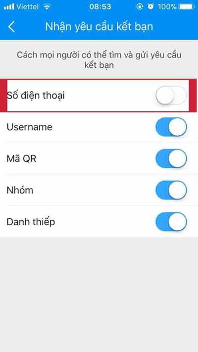 Tắt tìm kiếm số điện thoại 
