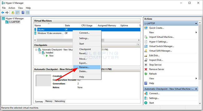 Chọn máy ảo muôn đổi tên