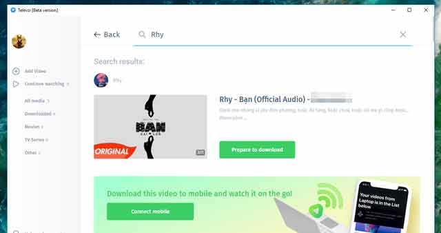 Nhập vào tùy chọn Download from Youtube